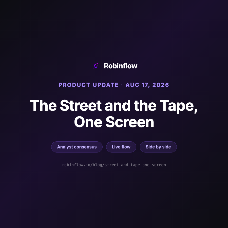 Product update cover: analyst consensus and live flow side by side